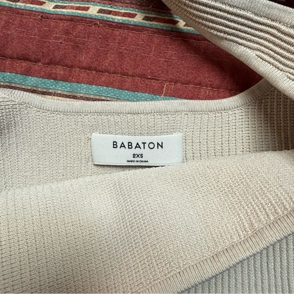 Babaton Light cream Ribbed Crop Top XXS - Picture 2 of 5